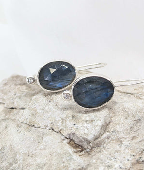 Big Rose Cut Labradorite Earrings