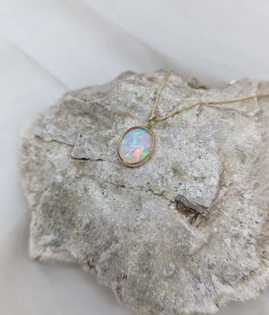 14K Gold Opal Necklace