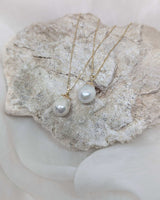 14k solid gold pearl necklace