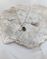 14k solid gold blue tourmaline & dimond