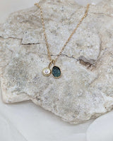 14k solid gold blue tourmaline & dimond
