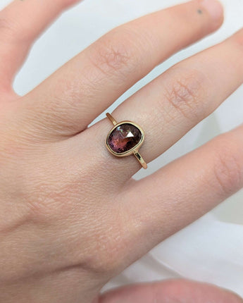 14k solid gold pink & orange tourmaline ring