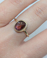 14k solid gold pink & orange tourmaline ring