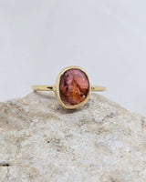 14k solid gold pink & orange tourmaline ring