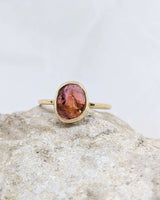14k solid gold pink & orange tourmaline ring