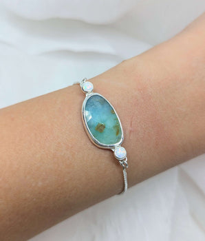 Peruvian opal & two small white opals bracelet