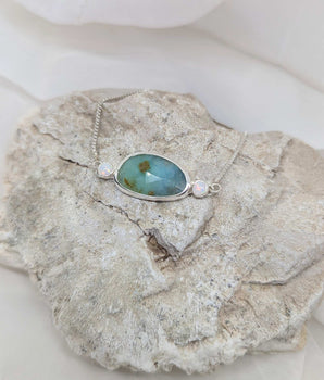 Peruvian opal & two small white opals bracelet