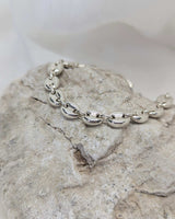 silver puffy link bracelet