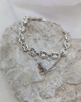 silver puffy link bracelet