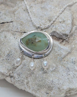 Peruvian opal with 3 pearls necklace