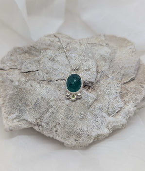green agate & small peridot necklace