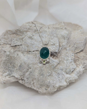 green agate & small peridot necklace