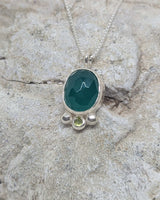 green agate & small peridot necklace