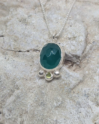 green agate & small peridot necklace