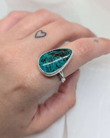 teardrop chrysocolla malachite ring