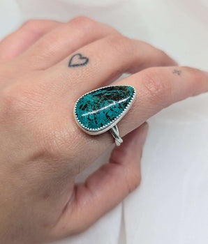 teardrop chrysocolla malachite ring
