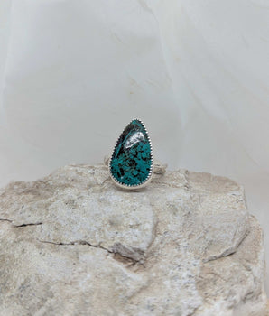 teardrop chrysocolla malachite ring