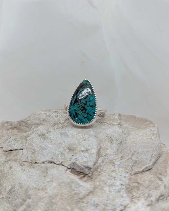teardrop chrysocolla malachite ring