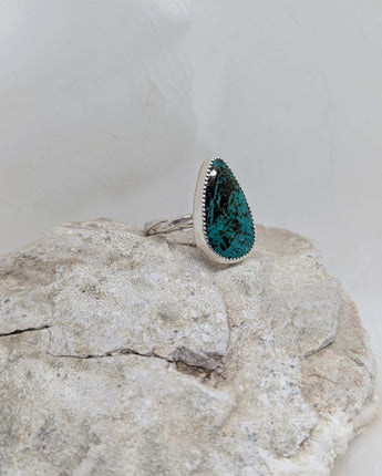 teardrop chrysocolla malachite ring
