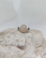 Ethiopian opal & two Madagascar sapphire  ring