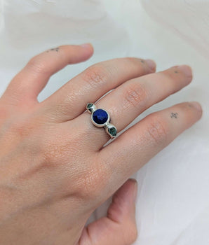 lapis and two teardrop turquoise ring