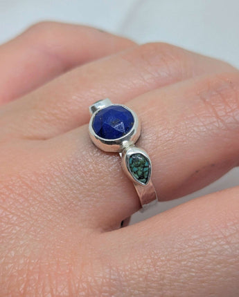 lapis and two teardrop turquoise ring