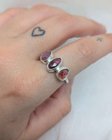 Triple pink tourmaline ring