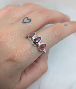 Triple pink tourmaline ring