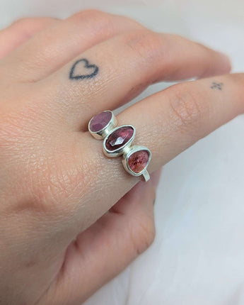 Triple pink tourmaline ring