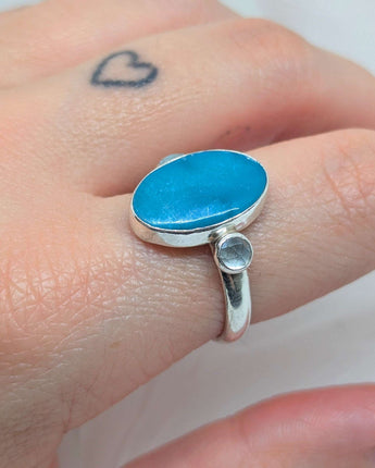 Big Turquoise and Two Swiss Blue Topaz Ring