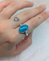 Big Turquoise and Two Swiss Blue Topaz Ring