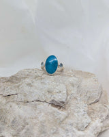 Big Turquoise and Two Swiss Blue Topaz Ring