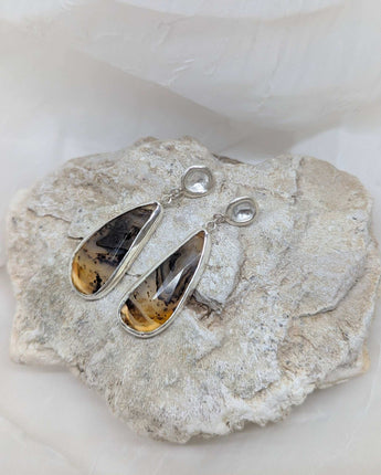 silver pebble & big agate earrings
