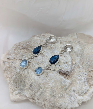 pebble & blue stones earrings