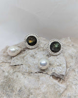 flower labradorite & pearls earrings