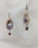 Pink Baroque Pearl and Tourmaline Earrings