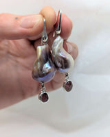Pink Baroque Pearl and Tourmaline Earrings