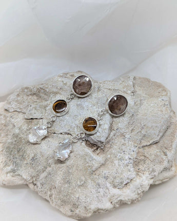 yellow sapphire, tourmaline & pearl earrings