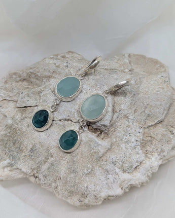 aquamarine & grandidierite huggie earrings