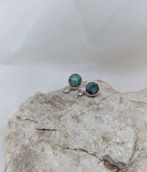 small turquoise & moonstone studs  earrings
