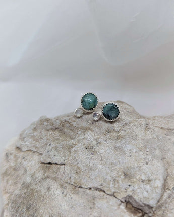 small turquoise & moonstone studs  earrings