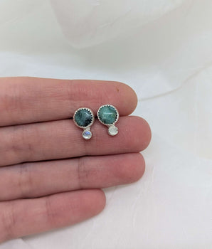 small turquoise & moonstone studs  earrings