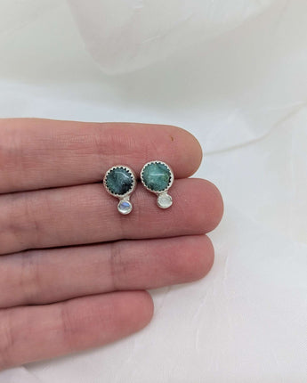 small turquoise & moonstone studs  earrings