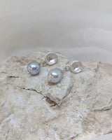 Silver pebble and pearl earrings