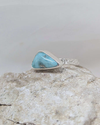 Triangle turquoise & flower band ring