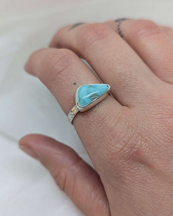 Triangle turquoise & flower band ring