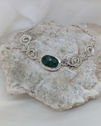 Green strawberry quartz & spiral bracelet