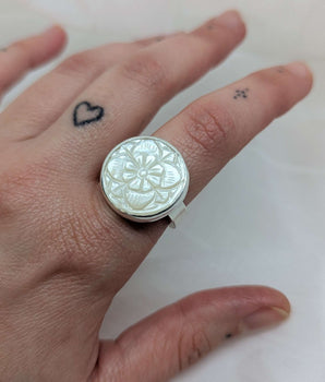 Mother of pearl mandala ring
