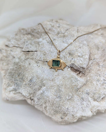 Gold eye & blue tourmaline necklace