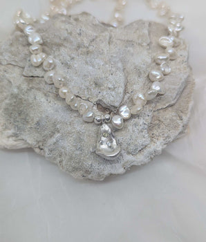 Wild  pearls and silver necklace